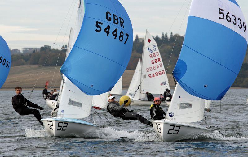 Eleanor Keers and Faye Chatterton versus Jack Lewis and Fraser Hemmings in the 420 Inlands at Rutland photo copyright Richard Sturt taken at Rutland Sailing Club and featuring the 420 class