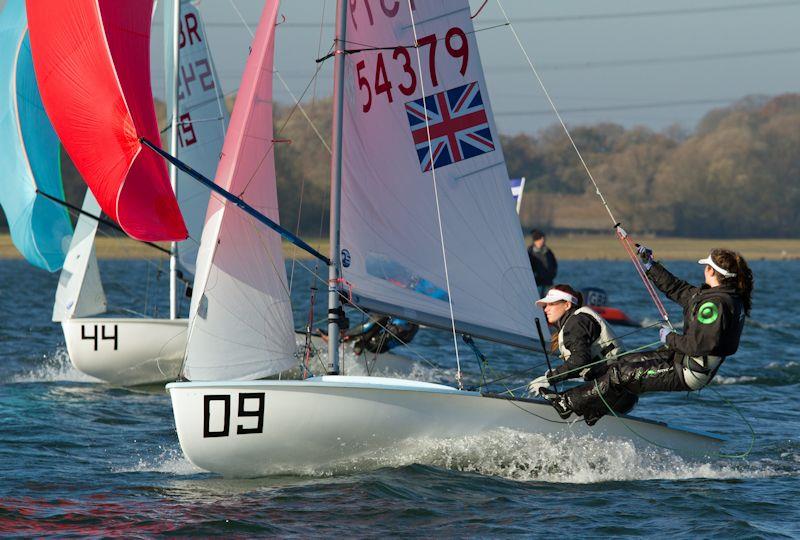 Charlotte Boyle and Georgia Baker in the 420 End of Season Championship at Grafham Water photo copyright Richard Sturt taken at Grafham Water Sailing Club and featuring the 420 class
