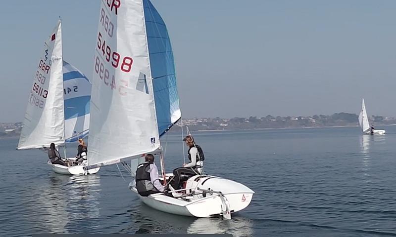 420 coaching at Weymouth photo copyright Tim Rush taken at Weymouth & Portland Sailing Academy and featuring the 420 class