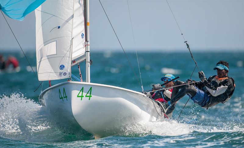 Navyn Prabhakar/Neelanand Ramakrishnan (IND) competing in U17 - 2019 420 World Championship photo copyright Osga - João Ferreir taken at Vilamoura Sailing and featuring the 420 class