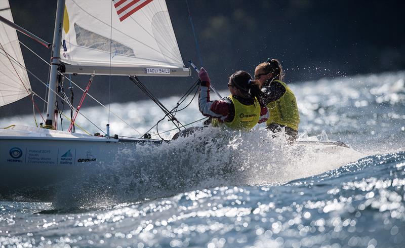 Madeline Hawkins and Yumi Yoshiyasu (USA) on day 2 of the Hempel Youth Sailing World Championships - photo © Robert Hajduk / World Sailing