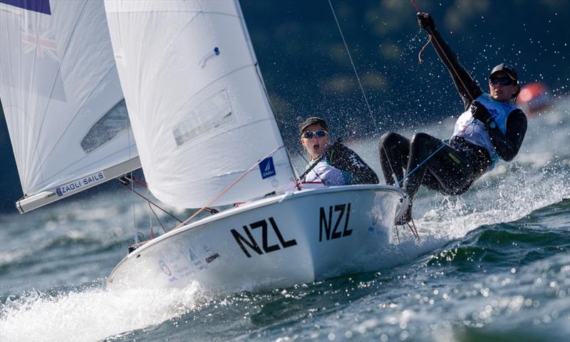 Seb Menzies and Blake McGlashan (NZL) - Day 3 2019 Hempel Youth Sailing World Championships, Gdynia, Poland  photo copyright Szymon Sikora / World Sailing taken at  and featuring the 420 class