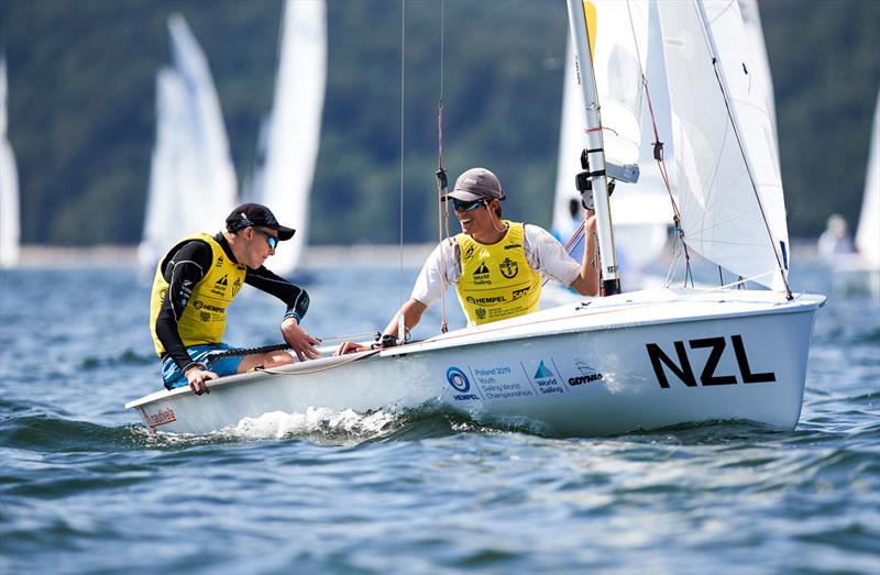 Seb Menzies and Blake McGlashan (NZL) - 420 - Day 5 - 2019 Hempel Youth Sailing World Championships, Gdynia, Poland photo copyright Jacek Kwiatkowski / World Sailing taken at  and featuring the 420 class