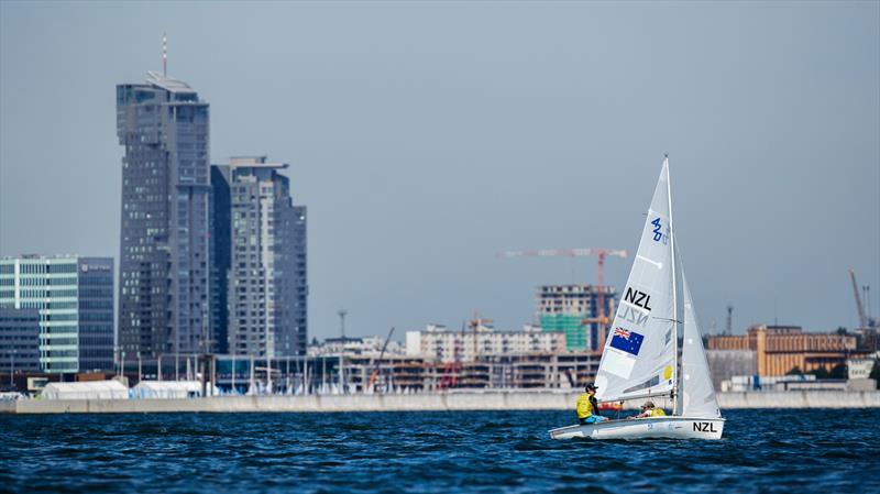 Seb Menzies and Blake McGlashan (NZL) - Day 5 - 420 - 2019 Hempel Youth Sailing World Championships, Gdynia, Poland photo copyright Jacek Kwiatkowski / World Sailing taken at  and featuring the 420 class