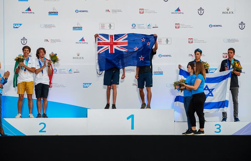 Seb Menzies and Blake McGlashan (NZL) - Day 5 - 420 - 2019 Hempel Youth Sailing World Championships, Gdynia, Poland - photo © Jacek Kwiatkowski / World Sailing