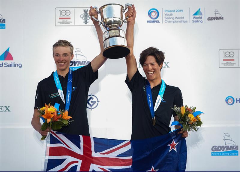 Seb Menzies and Blake McGlashan (NZL) - Day 5  - 420 - 2019 Hempel Youth Sailing World Championships, Gdynia, Poland - photo © Robert Hajduk / World Sailing