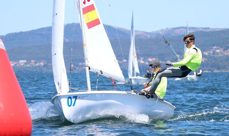 Conrad Konitzer and Fernando Rodriguez (ESP) lead the U19 fleet after 8 races on day 4 of the 420 Junior European Championship 2019 - photo © Event Media