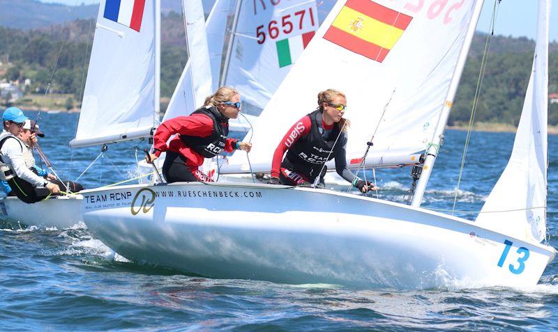 Giulietta Lang and Tess Provenzal (ESP) on day 4 of the 420 Junior European Championship 2019 photo copyright Event Media taken at  and featuring the 420 class