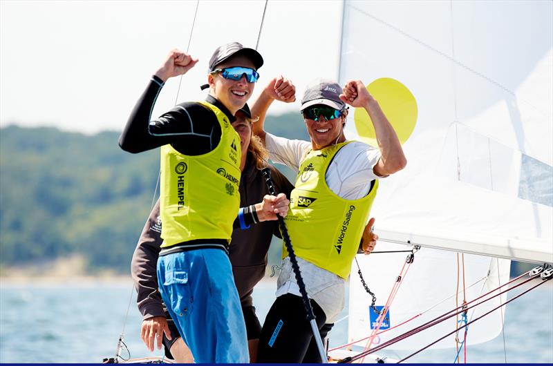 Seb Menzies and Blake McGlashan (NZL) winners of the Boys 420, 2019 Hempel Youth Worlds Gdynia, Poland photo copyright Jacek Kwiatkowski / World Sailing taken at  and featuring the 420 class