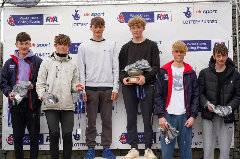 420 Boys Podium in the 2022 RYA Youth Nationals in Pwllheli photo copyright Richard Aspland / RYA taken at Plas Heli Welsh National Sailing Academy and featuring the 420 class