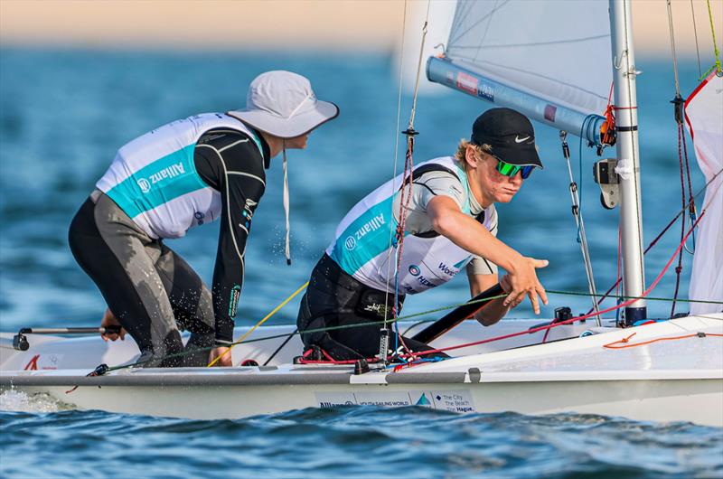 Lucas Day / Sam Scott (NZL) -Boys 420 -  Allianz Youth World Sailing Championships - Day 2 - The Hague - July 2022 - photo © Sailing Energy / World Sailing