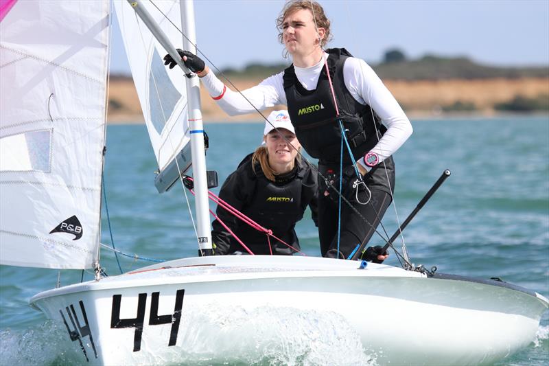 Imogen Wade and Teddy Dunn finish second overall in 420 GP 6 at Warsash photo copyright Jon Cawthorne taken at Warsash Sailing Club and featuring the 420 class