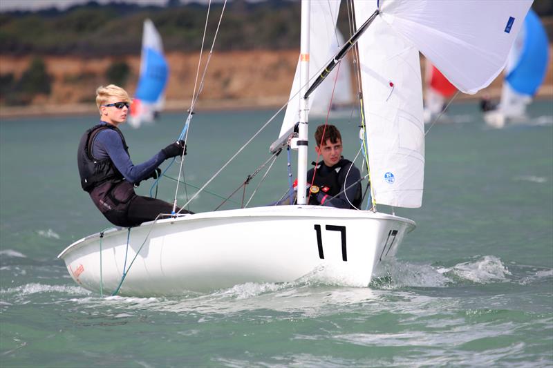 Joe Warwicker and Hugo Valentine third overall in 420 GP 6 at Warsash photo copyright Jon Cawthorne taken at Warsash Sailing Club and featuring the 420 class