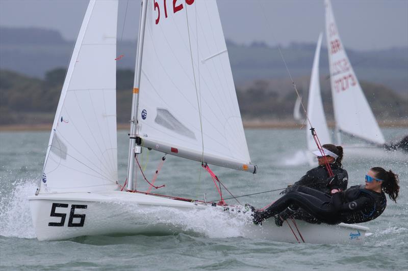 Ellie Creighton and Bea Greenfield during the 420 GP7 at Itchenor photo copyright Jon Cawthorne taken at Itchenor Sailing Club and featuring the 420 class