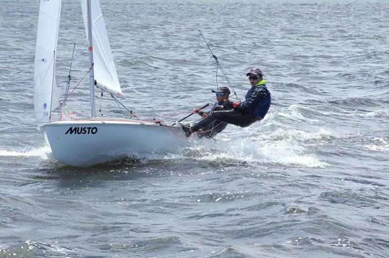 Will Wilkinson and Luca Alexander racing towards runnersup in the 2023 National Championships Junior division and third in the Youth division - 2023 Australian 420 Championship photo copyright Jeanette Severs taken at Metung Yacht Club and featuring the 420 class