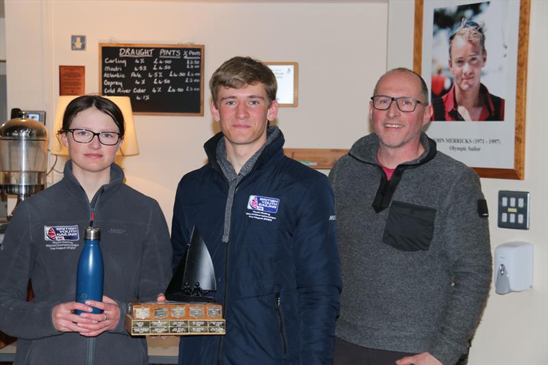 Alice Davis and Oliver Rayner with Gareth Greenfield during the British 420 Inlands at Rutland photo copyright Jon Cawthorne taken at Rutland Sailing Club and featuring the 420 class