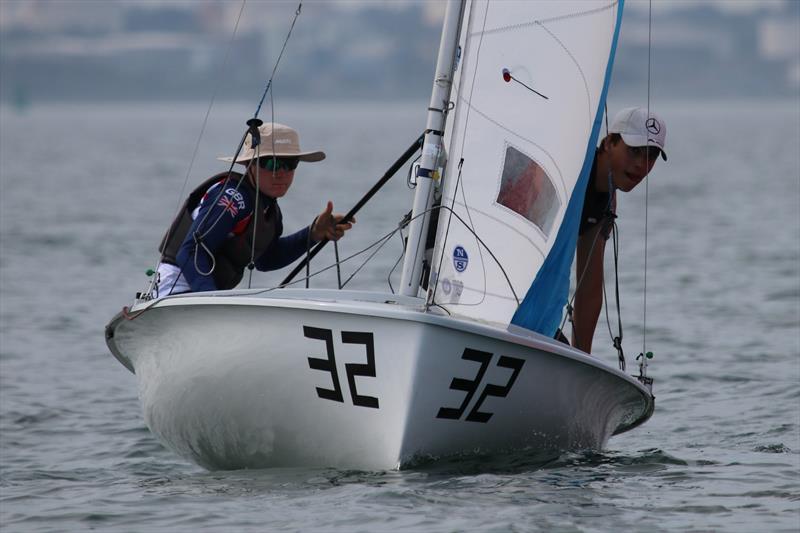 Will Fletcher and Ethan Sparks during 420 GP3 at Warsash photo copyright Jon Cawthorne taken at Warsash Sailing Club and featuring the 420 class