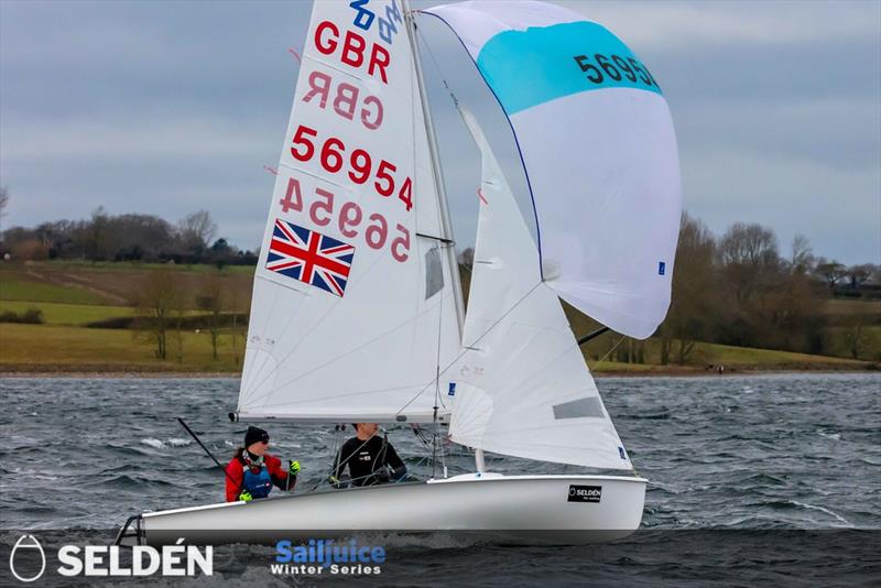 Arwen Fflur and Matthew Rayner take second in the Tiger Trophy 2024, as part of the Seldén Sailjuice Winter Series photo copyright Tim Olin / www.olinphoto.co.uk taken at Rutland Sailing Club and featuring the 420 class