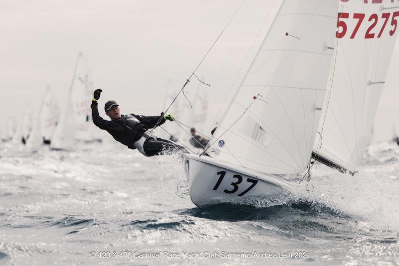 GBR 420 teams in the San Remo Carnival Race photo copyright Andrea Lelli / Carnival Race Sanremo taken at Yacht Club Sanremo and featuring the 420 class