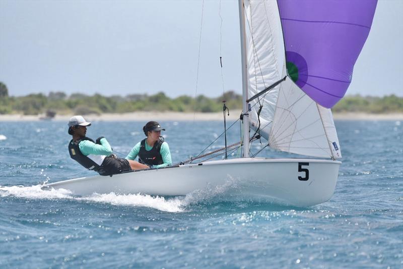 Downwind during the 2026 Central American and Caribbean Games photo copyright CAC Games taken at  and featuring the 420 class