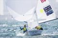 Hannah Mills & Saskia Clark sail to 470 gold at the 2015 World Cup Final © Pedro Martinez / Sailing Energy / ISAF