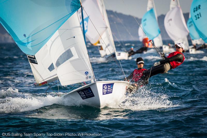 Annie Haeger and Briana Provancha on day four of ISAF Sailing World Cup Hyeres photo copyright Will Ricketson / US Sailing taken at COYCH Hyeres and featuring the 470 class