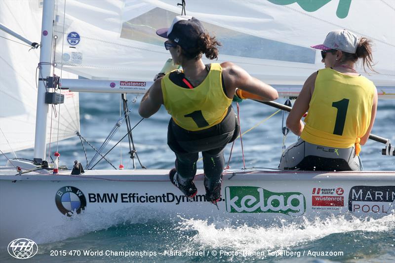 Lara Vadlau/Jolanta Ogar (AUT431) on day 4 of the 470 Worlds in Haifa photo copyright Aquazoom / Ronan Topelberg taken at Haifa Sailing Center and featuring the 470 class