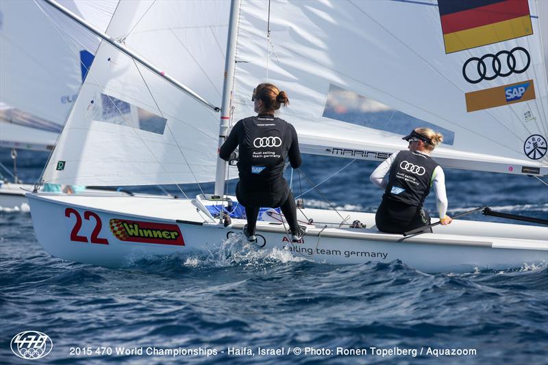 Annika Bochmann/Marlene Steinherr (GER72) at the 470 Worlds in Haifa photo copyright Aquazoom / Ronan Topelberg taken at Haifa Sailing Center and featuring the 470 class