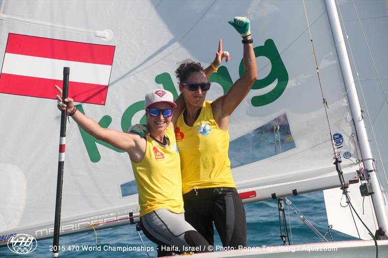 Gold for Lara Vadlau/Jolanta Ogar (AUT431) at the 470 Worlds in Haifa photo copyright Aquazoom / Ronan Topelberg taken at Haifa Sailing Center and featuring the 470 class