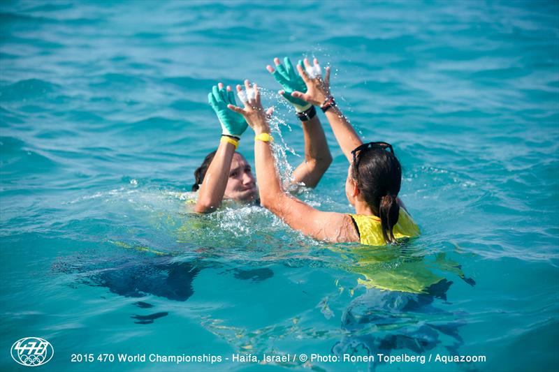 Gold for Lara Vadlau/Jolanta Ogar (AUT431) at the 470 Worlds in Haifa photo copyright Aquazoom / Ronan Topelberg taken at Haifa Sailing Center and featuring the 470 class