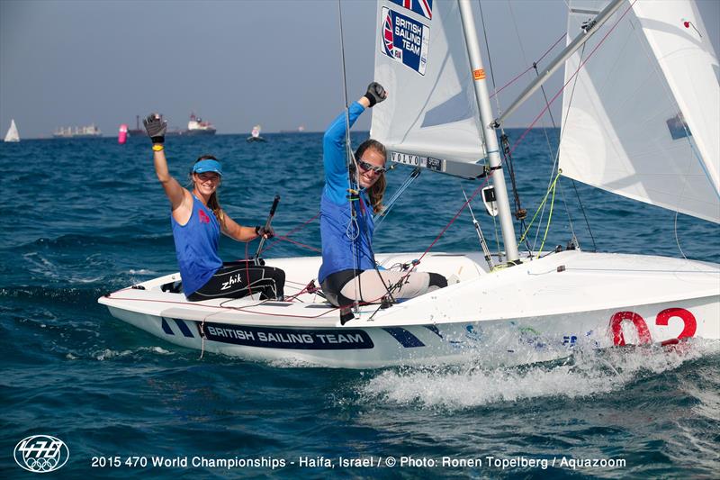 Silver for Hannah Mills/Saskia Clark (GBR118) at the 470 Worlds in Haifa photo copyright Aquazoom / Ronan Topelberg taken at Haifa Sailing Center and featuring the 470 class