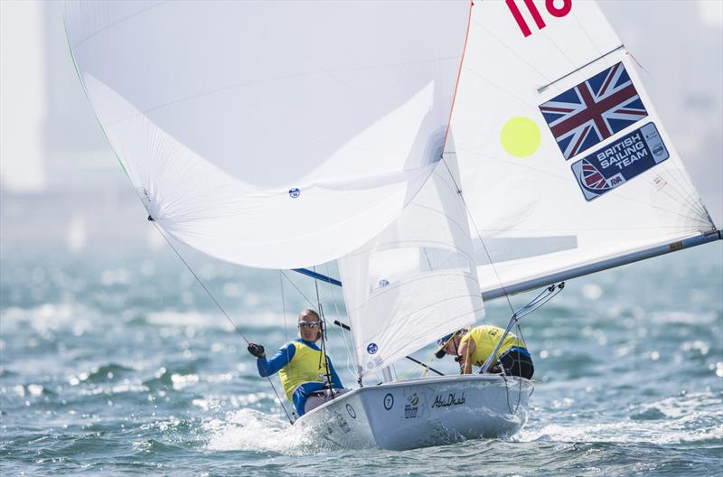 Hannah Mills & Saskia Clark sail to 470 gold at the 2015 World Cup Final photo copyright Pedro Martinez / Sailing Energy / ISAF taken at Abu Dhabi Sailing & Yacht Club and featuring the 470 class