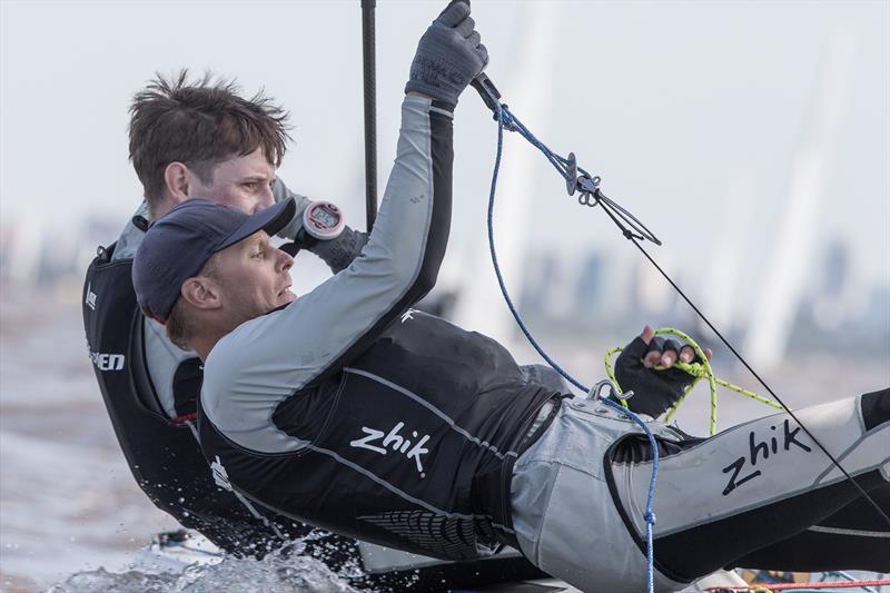 Paul Snow-Hansen/Daniel Wilcox (NZL10) on day 4 of the 470 Worlds in Argentina - photo © Matiaz Capizzano