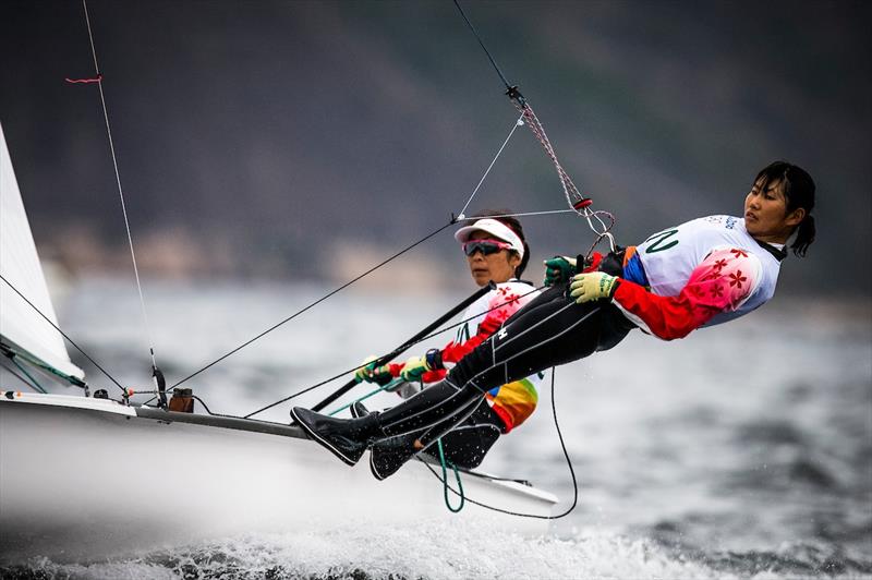 Kondo Yoshida and Miho Yoshioka (JPN) on day 3 of the Rio 2016 Olympic Sailing Competition photo copyright Sailing Energy / World Sailing taken at  and featuring the 470 class