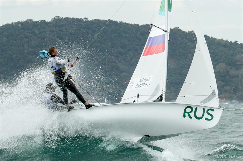 Women's 470 fleet on day 4 of the Rio 2016 Olympic Sailing Competition photo copyright Robert Deaves taken at  and featuring the 470 class