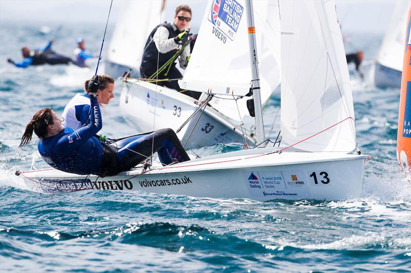 Hannah Mills and Eilidh McIntyre on day 1 at World Cup Series Hyères photo copyright Jesus Renedo / Sailing Energy / World Sailing taken at COYCH Hyeres and featuring the 470 class
