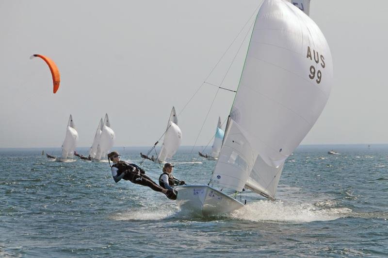 470 fleet – Carrie Smith and Jaime Ryan photo copyright Gordon Hyde taken at Royal Brighton Yacht Club and featuring the 470 class