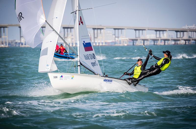 Tina Mrak and Veronika Macarol (SLO) - 470 W - Miami 2018 World Cup Series photo copyright Richard Langdon / Sailing Energy taken at  and featuring the 470 class