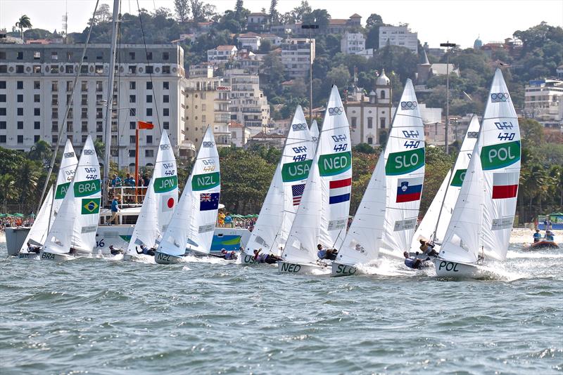 Start - 2016 Olympic Regatta 470 Women - Medal Race photo copyright Richard Gladwell taken at  and featuring the 470 class