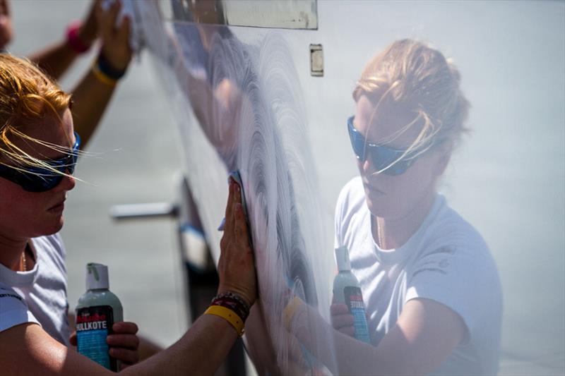 Jess Lavery (GBR) boat prepping - 2018 470 European Championship  photo copyright Nikos Alevromytis / International 470 Class taken at Yacht Club Port Bourgas and featuring the 470 class