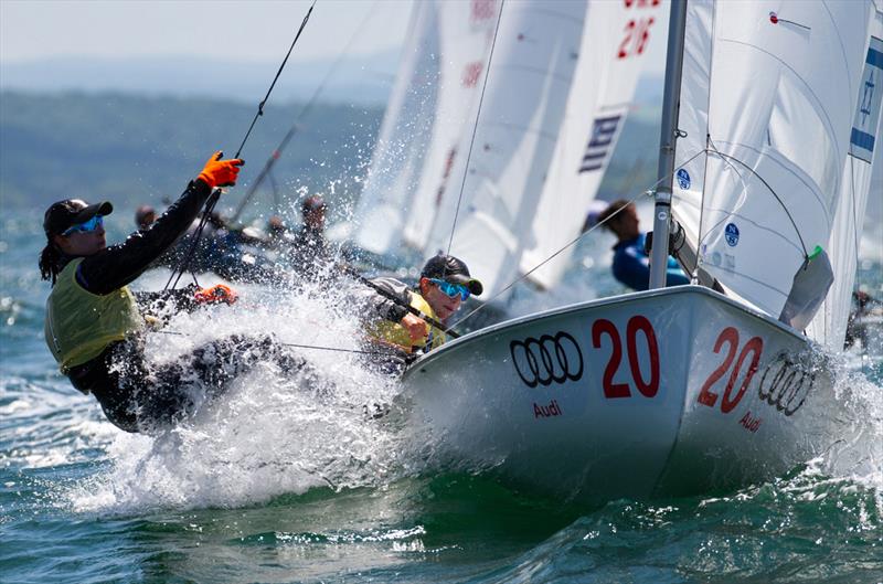 Gil Cohen/Noa Lasry (ISR) - 2018 470 European Championships - Day 4 photo copyright Nikos Alevromytis / International 470 Class taken at Yacht Club Port Bourgas and featuring the 470 class