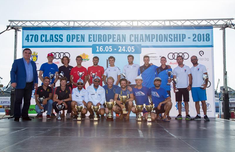 470 Open European Championship - Top 10 Men - 2018 470 European Championship - Day 6 photo copyright Nikos Alevromytis / International 470 Class taken at Yacht Club Port Bourgas and featuring the 470 class