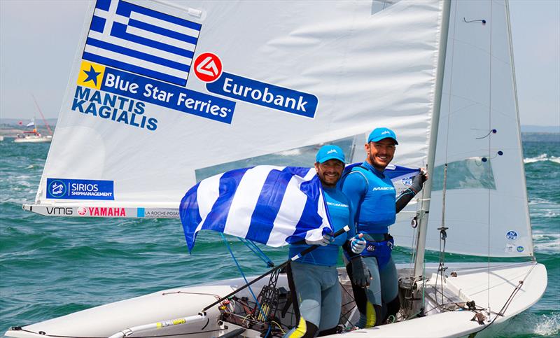 Panagiotis Mantis/Pavlos Kagialis (GRE) claim the silver medal - 2018 470 European Championship - Day 6 - photo © Nikos Alevromytis / International 470 Class