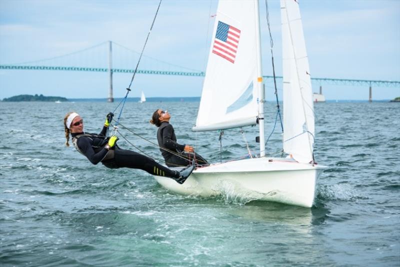 L to R: Lara Dallman Weiss and Lt. j.g. Nikole ‘Nikki' Barnes in a training session off Newport, Rhode Island - photo © Cate Brown Photography