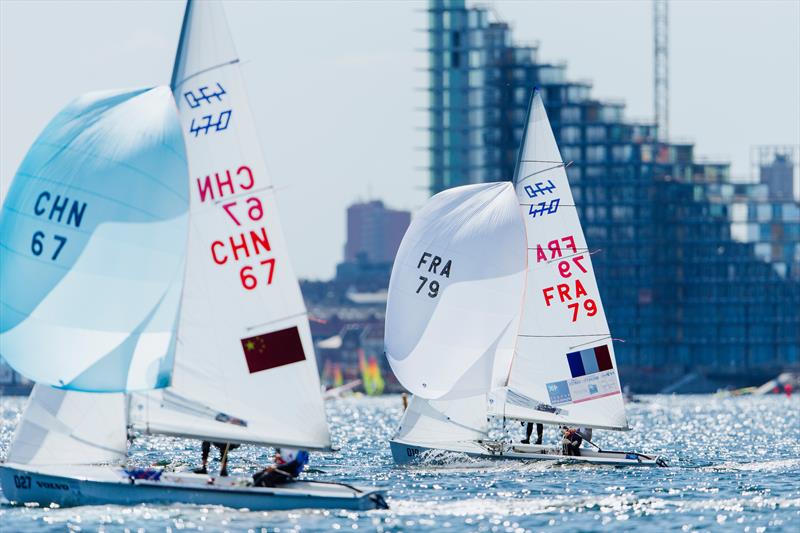 Hempel Sailing World Championships Aarhus 2018 day 1 photo copyright Sailing Energy / World Sailing taken at Sailing Aarhus and featuring the 470 class