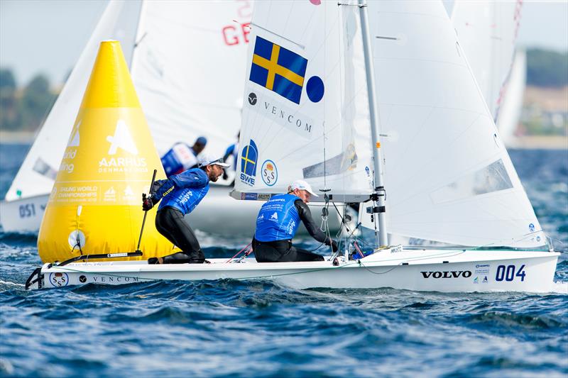 Anton Dhalberg and Fredrik Bergstrom (SWE) 470 on day 3 of Hempel Sailing World Championships Aarhus 2018 photo copyright Sailing Energy taken at Sailing Aarhus and featuring the 470 class