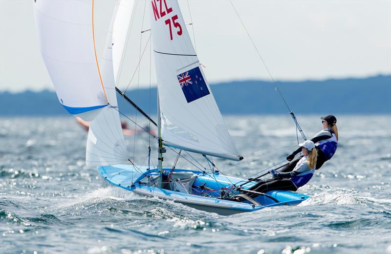 Courtney Reynolds-Smith and Brianna Reynolds Smith (NZL) - Womens 470 on day 3 of Hempel Sailing World Championships Aarhus 2018 - photo © Sailing Energy