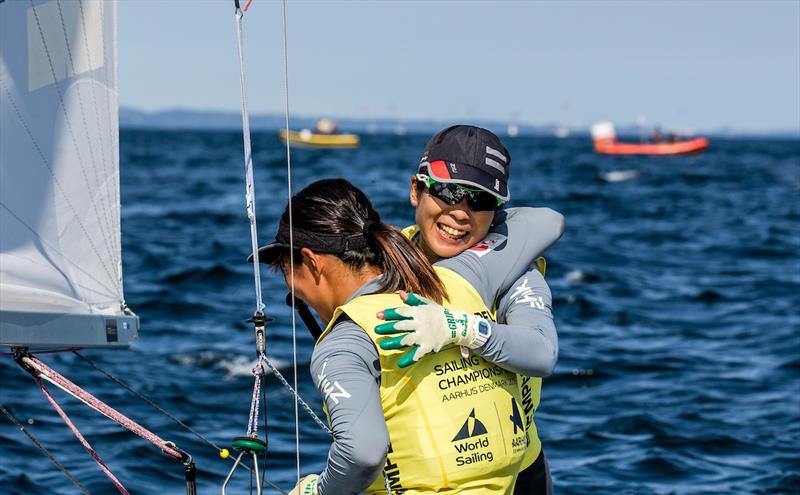 Japan's Ai Kondo Yoshida and Miho Yoshioka win the Women's 470 class at the 2018 Hempel Sailing World Championships Aarhus - photo © Sailing Energy / World Sailing