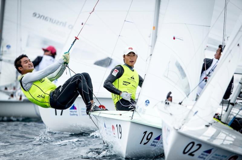 Keiju Okada and Jumpei Hokazono (JPN) in the 470 on Day 2 at World Cup Series Enoshima - photo © Jesus Renedo / Sailing Energy / World Sailing