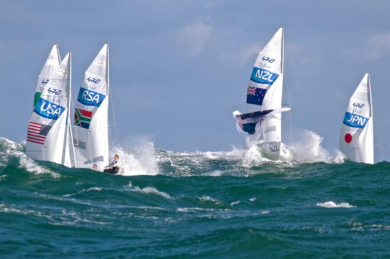Much of the ocean action sought in the Offshore Keelboat could be captured within the current Olympic Regatta by just taking video cameras onto the offshore courses - 470's racing on Rio 2016 Day 4 in the Atlantic Ocean - photo © Richard Gladwell